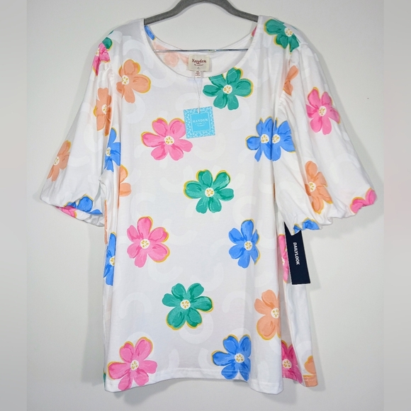 DAILYLOOK HAYDEN DAISY PUFF SLEEVES BLOUSE. - Picture 1 of 6